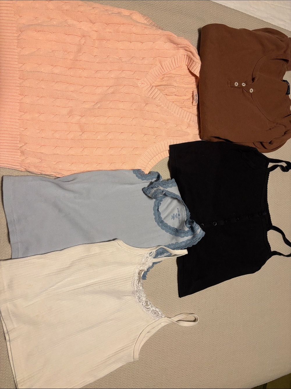 Brandy Melville peach cable knit sleeveless sweater vest lot